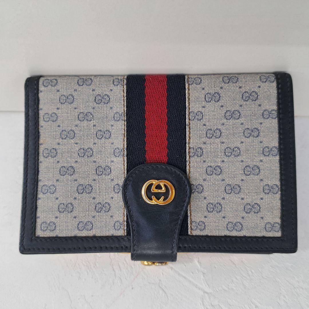 HR1-2GUCCI オールド グッチ 二つ折り 財布 シェリーライン がま口