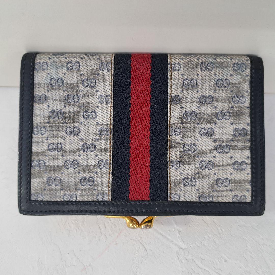 HR1-2GUCCI オールド グッチ 二つ折り 財布 シェリーライン がま口