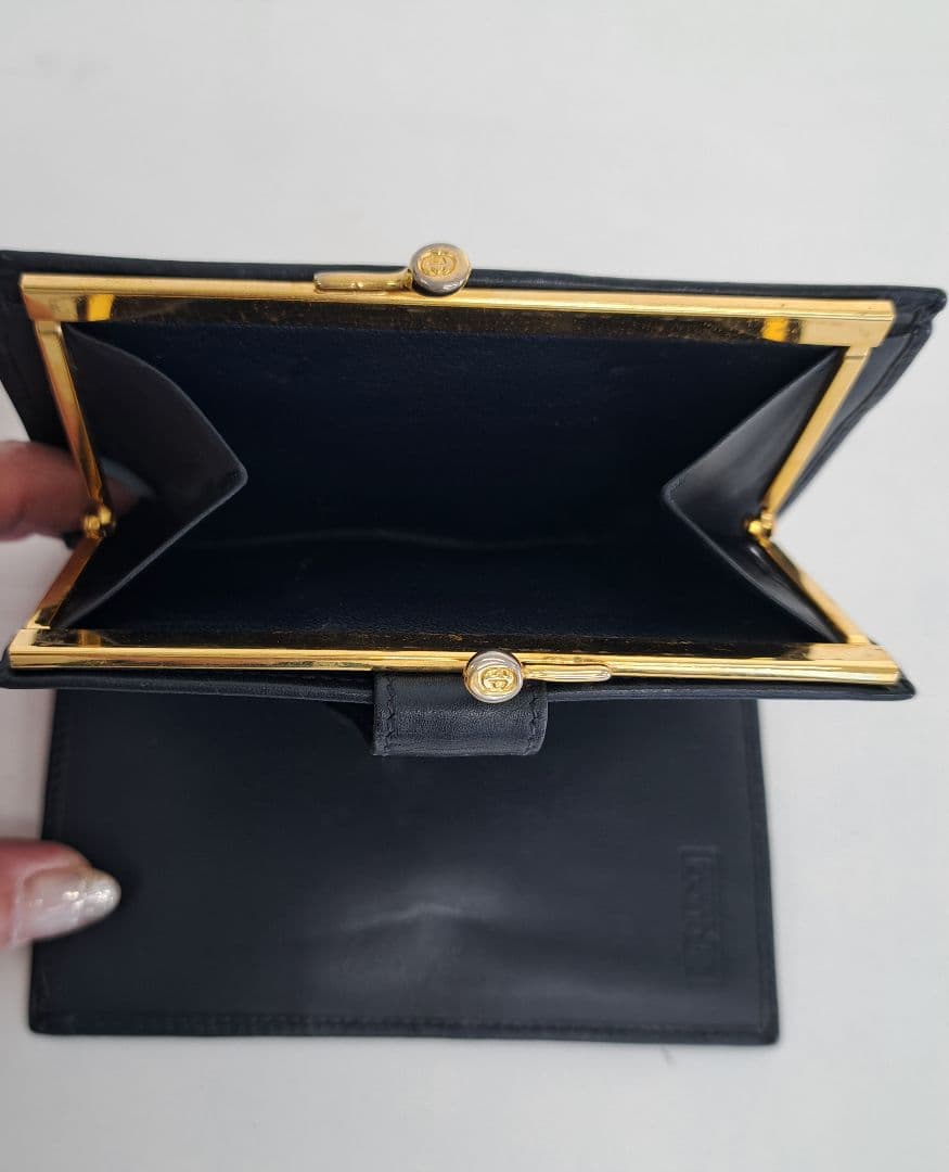 HR1-2GUCCI オールド グッチ 二つ折り 財布 シェリーライン がま口