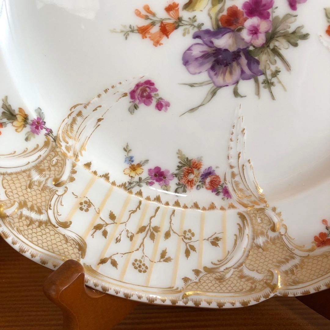 オールドKPM ベルリン 金彩フラワーブーケ皿