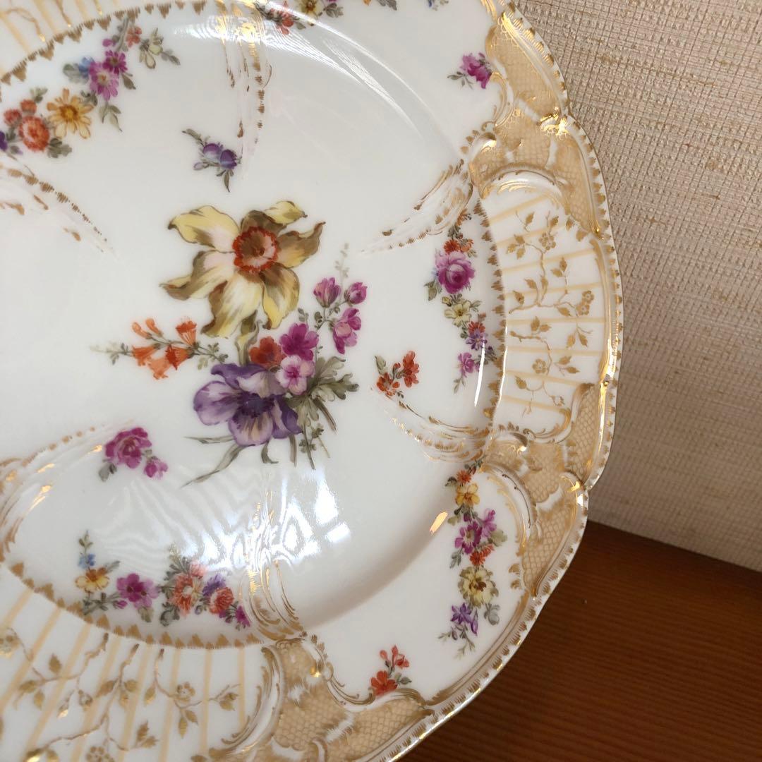 オールドKPM ベルリン 金彩フラワーブーケ皿