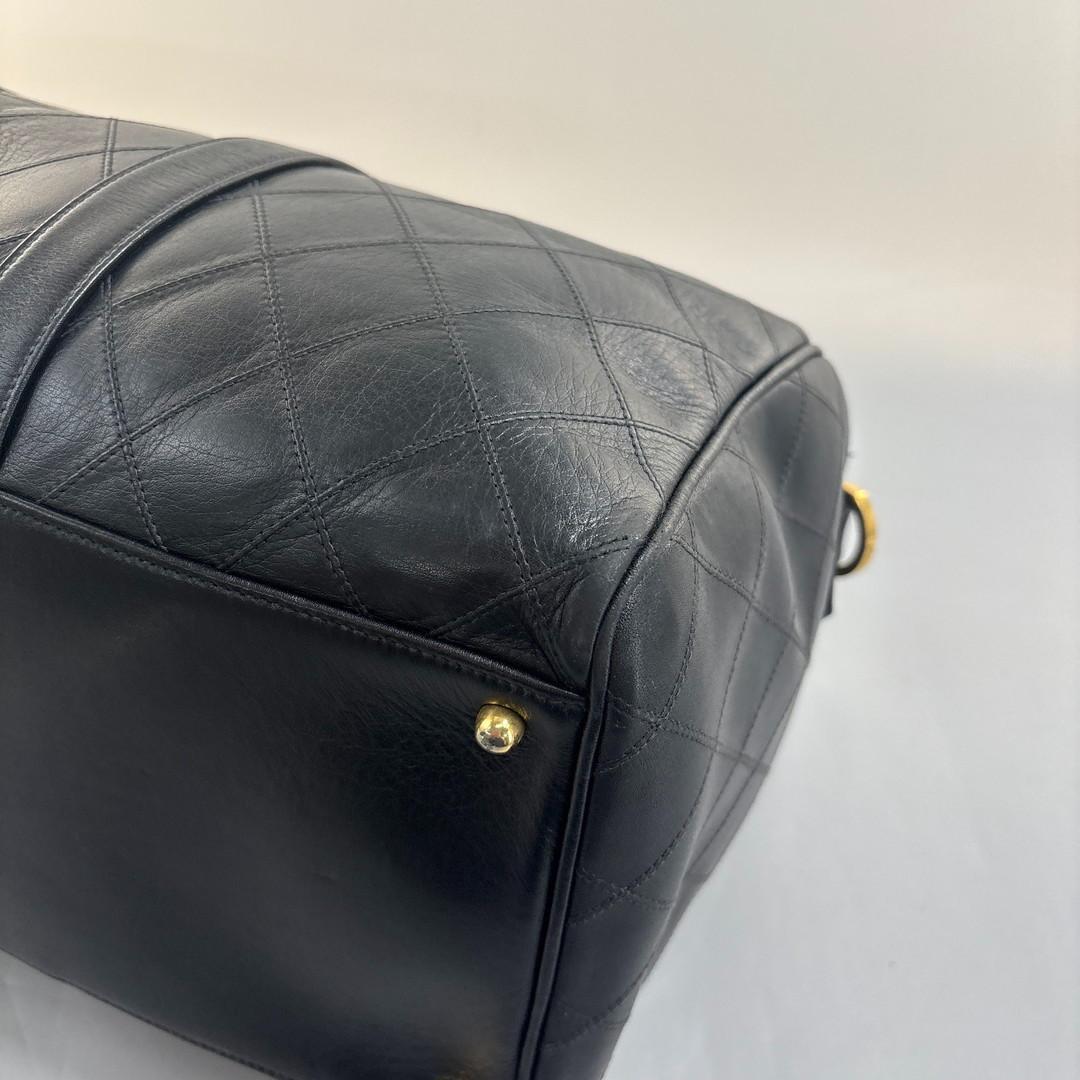 超極美品 シャネル ビコローレ ボストンバッグ ココマーク レザー ブラック