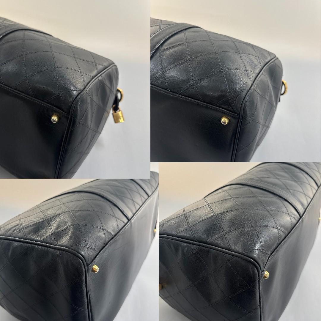 超極美品 シャネル ビコローレ ボストンバッグ ココマーク レザー ブラック