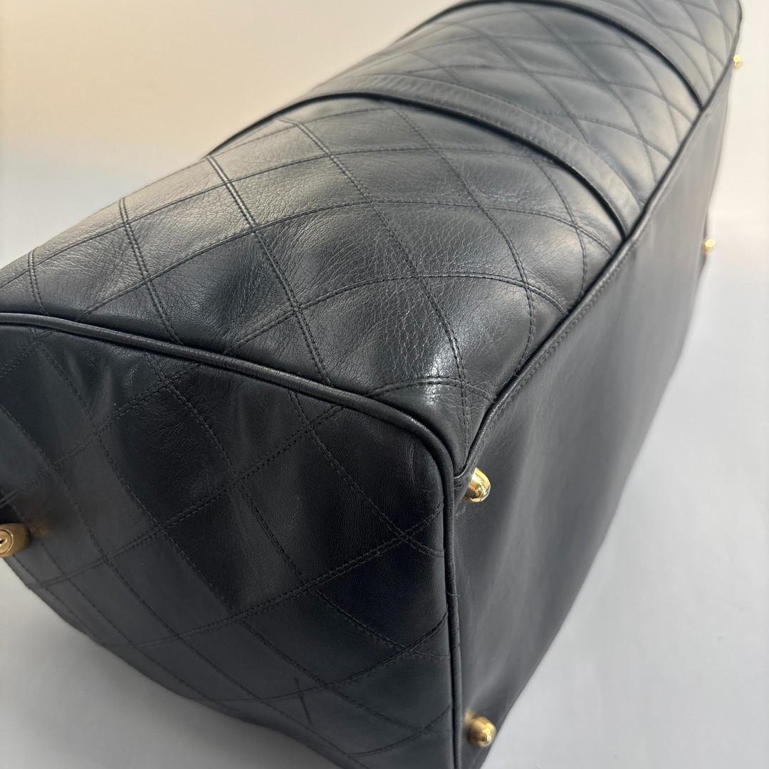 超極美品 シャネル ビコローレ ボストンバッグ ココマーク レザー ブラック