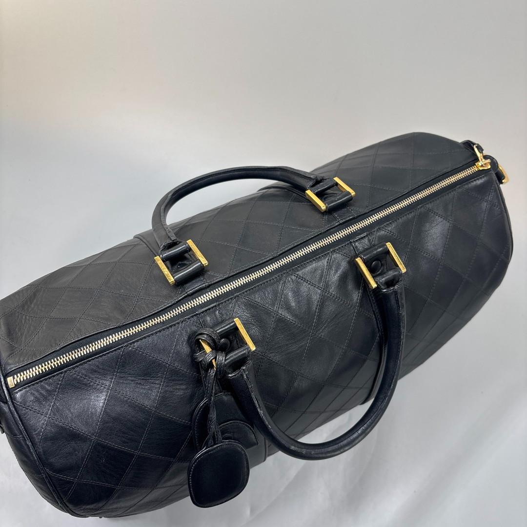 超極美品 シャネル ビコローレ ボストンバッグ ココマーク レザー ブラック