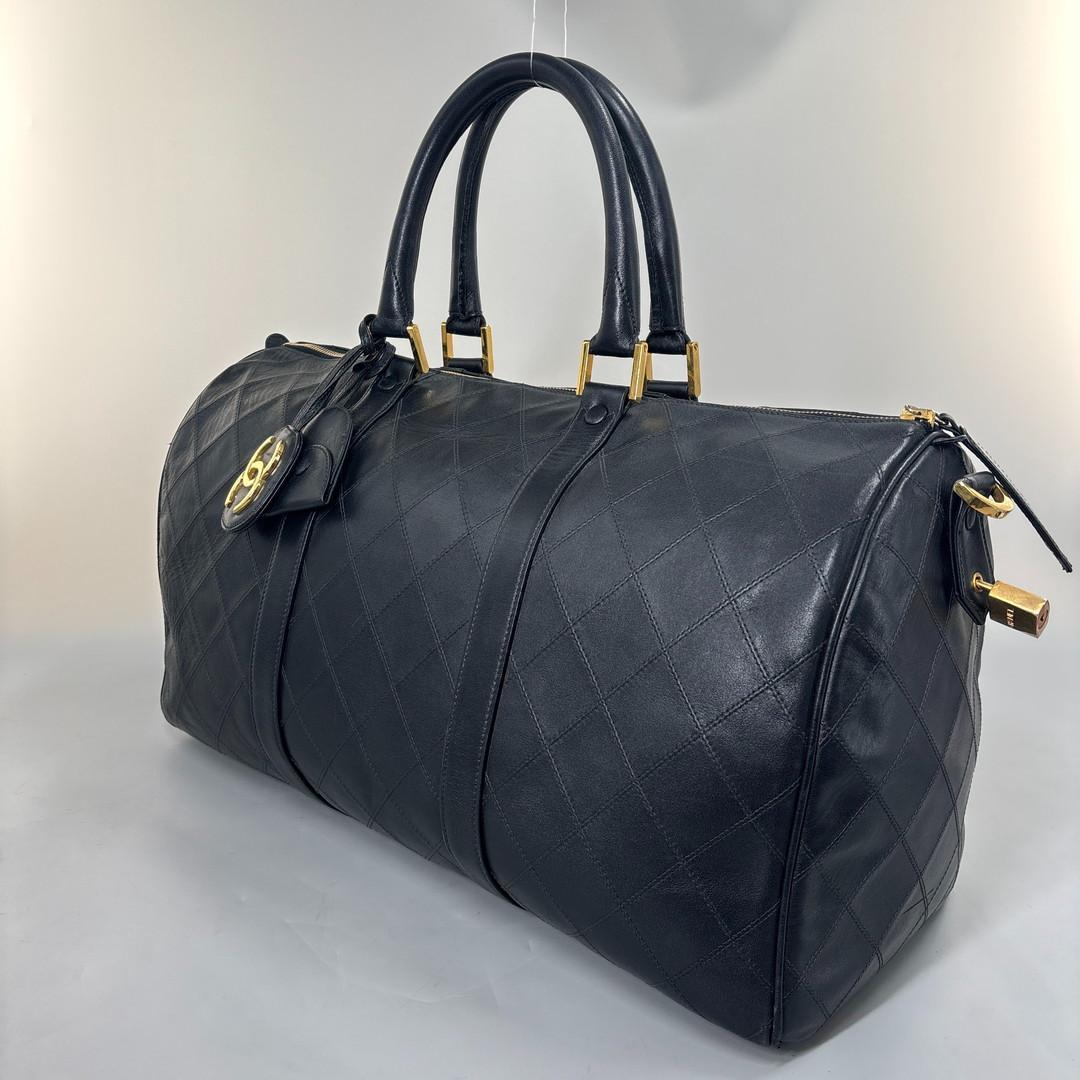 超極美品 シャネル ビコローレ ボストンバッグ ココマーク レザー ブラック