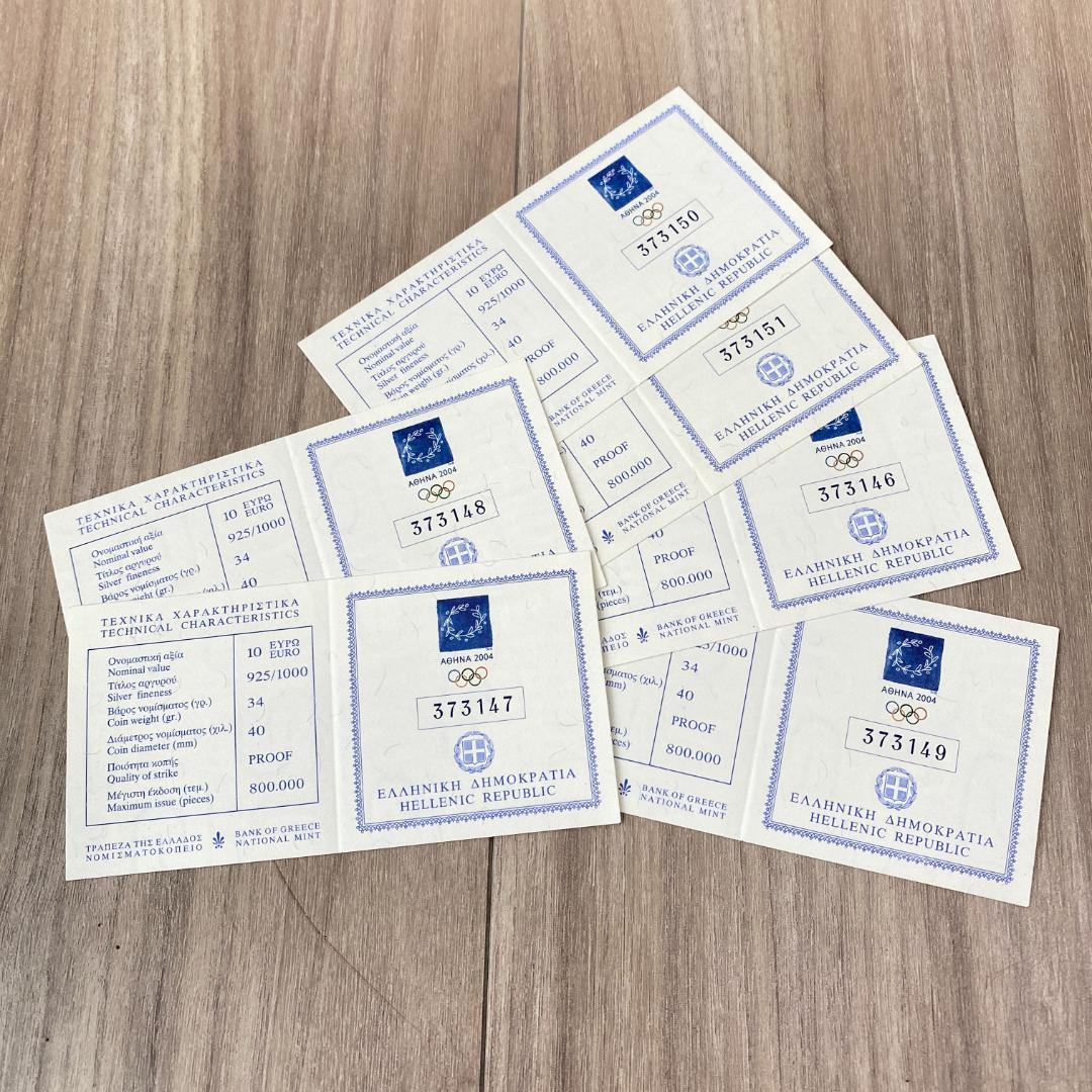 ◆アテネオリンピック2004年　コレクション　記念銀貨 6枚セット
