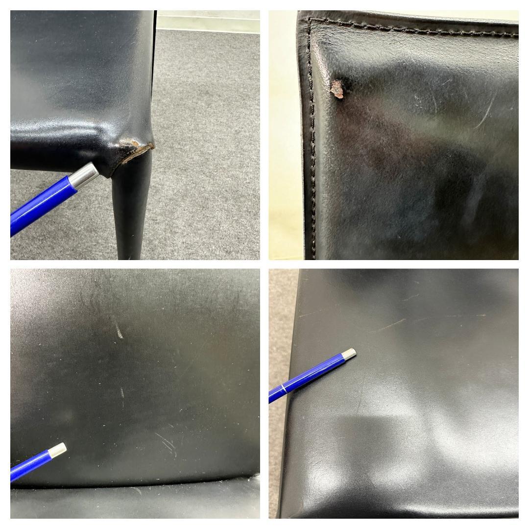 ■arrben■レザーチェア　2脚セット　ダイニング　本革　イタリア　モダン　黒