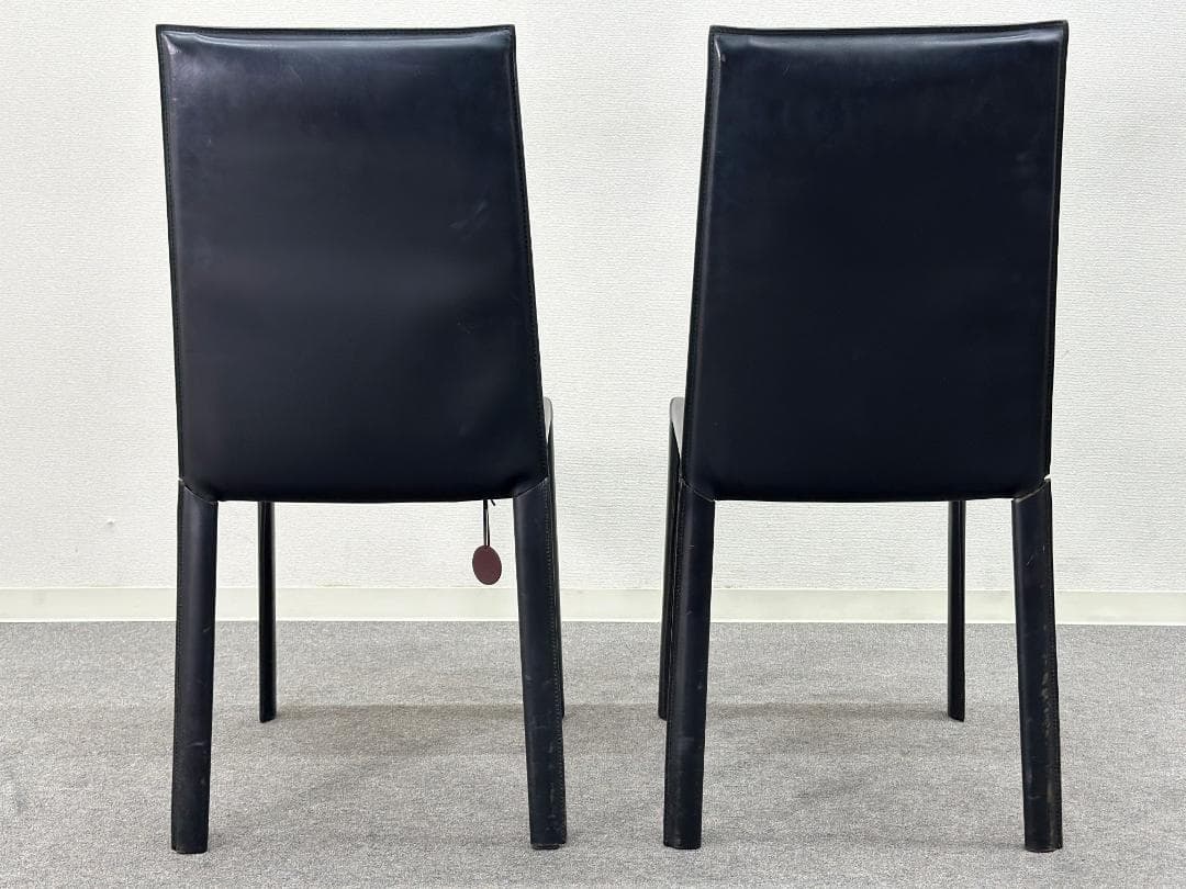 ■arrben■レザーチェア　2脚セット　ダイニング　本革　イタリア　モダン　黒