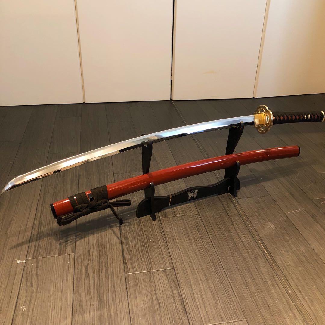 高級模造刀　居合刀　朱拵え　合金刀身