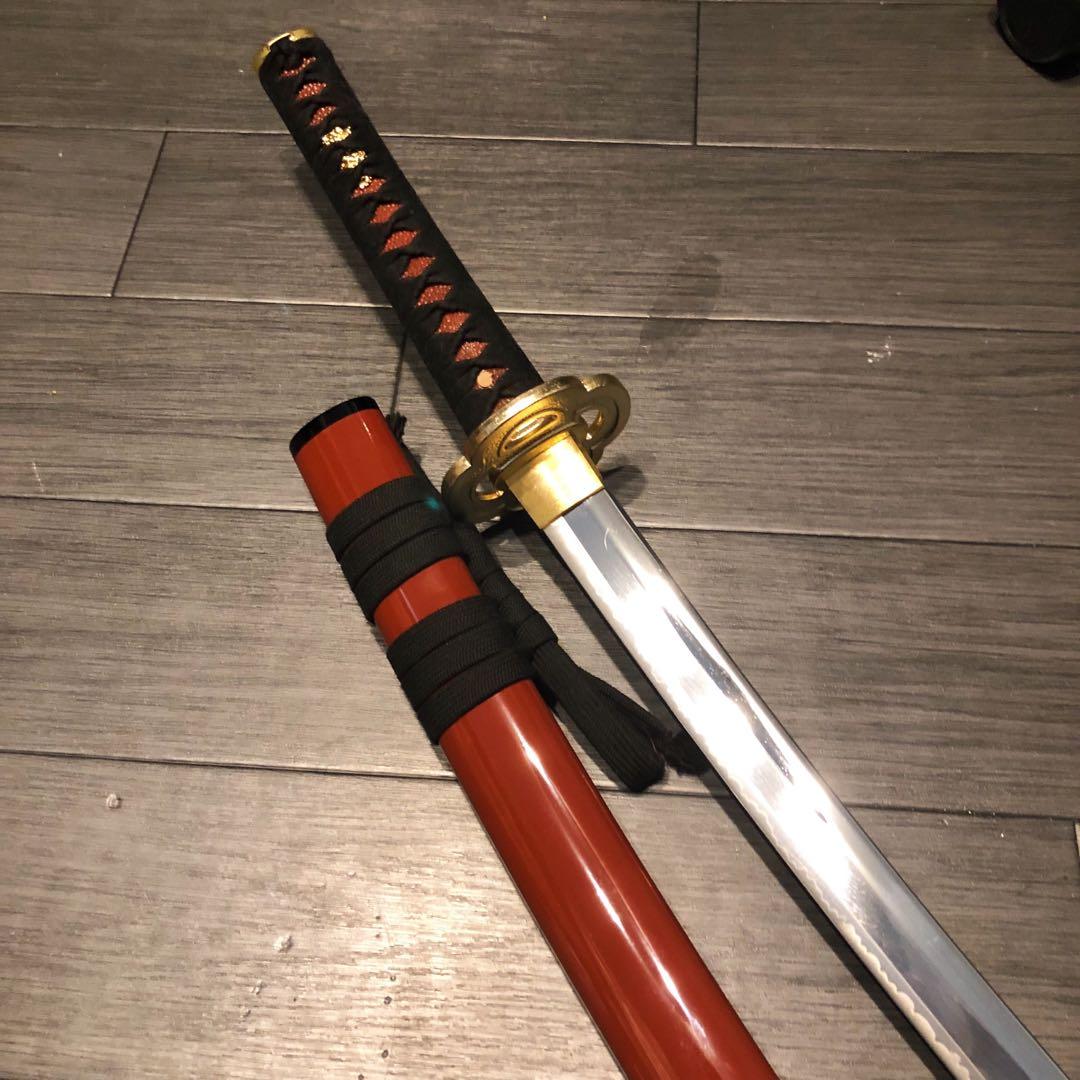 高級模造刀　居合刀　朱拵え　合金刀身