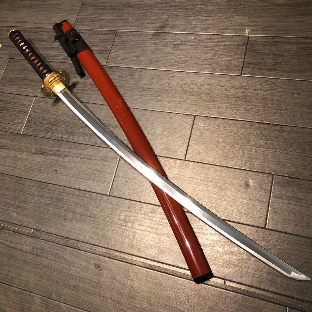 高級模造刀　居合刀　朱拵え　合金刀身