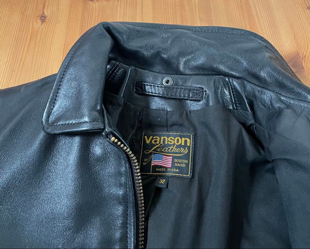 VANSON ENF シングルライダースレザージャケット32 USA製 バンソン