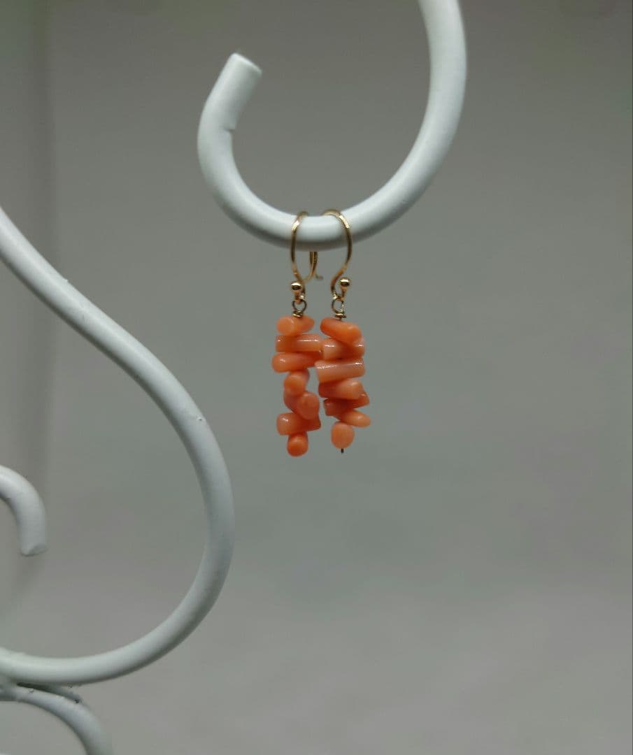 K10珊瑚ピアス
