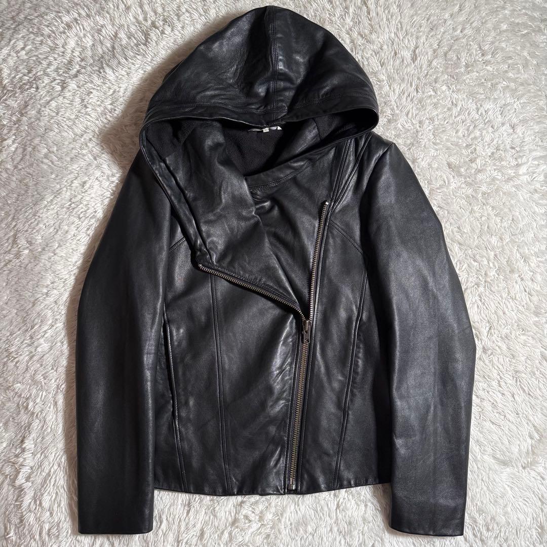 HALMUT LANG ヘルムートラング ラムレザージャケット フーディ L