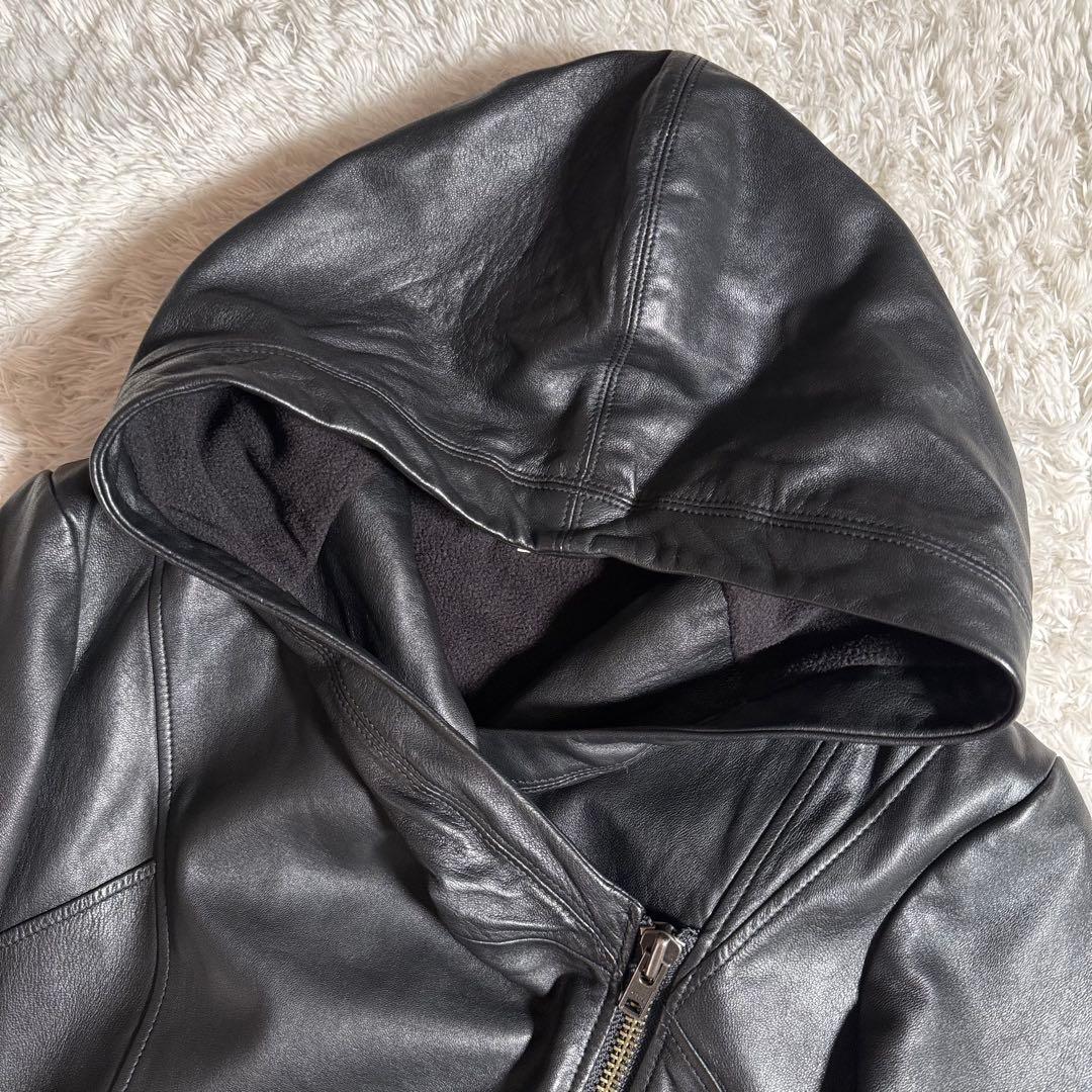 HALMUT LANG ヘルムートラング ラムレザージャケット フーディ L