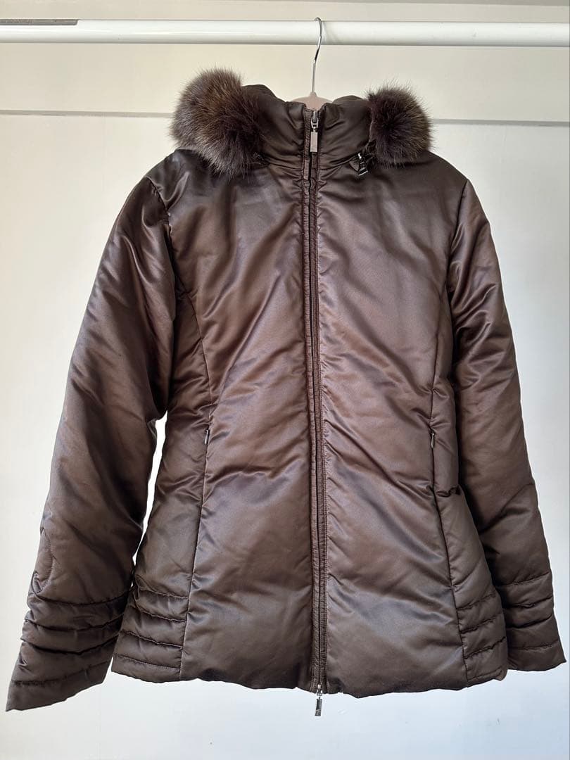 送料込　美品　MONCLER ブラウン ダウン　フード取外可　サイズ0