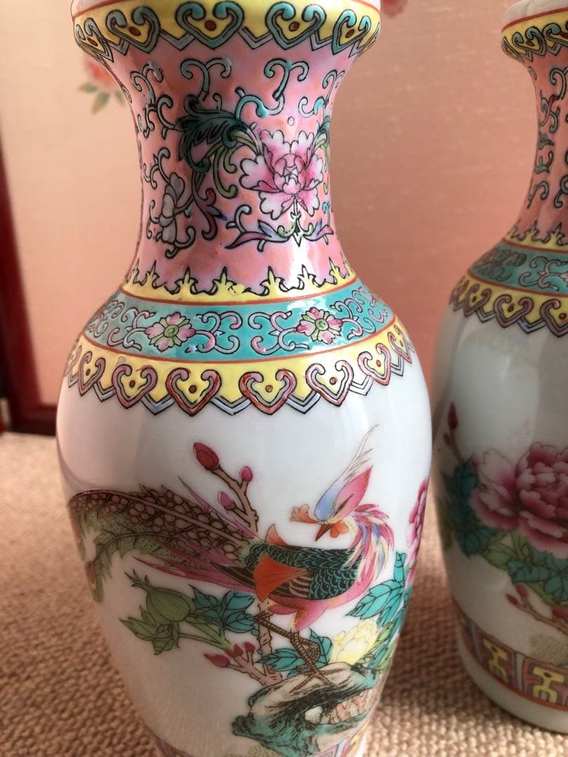 時代　中国　景徳鎮製　花瓶　一対