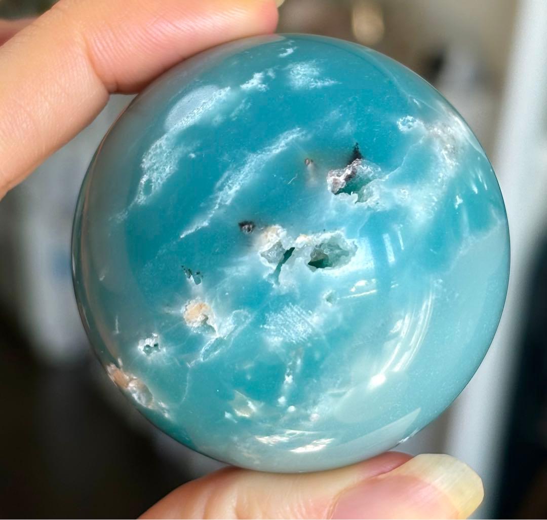 高品質　ブルーカリビアンカルサイト　スフィア　ジオード