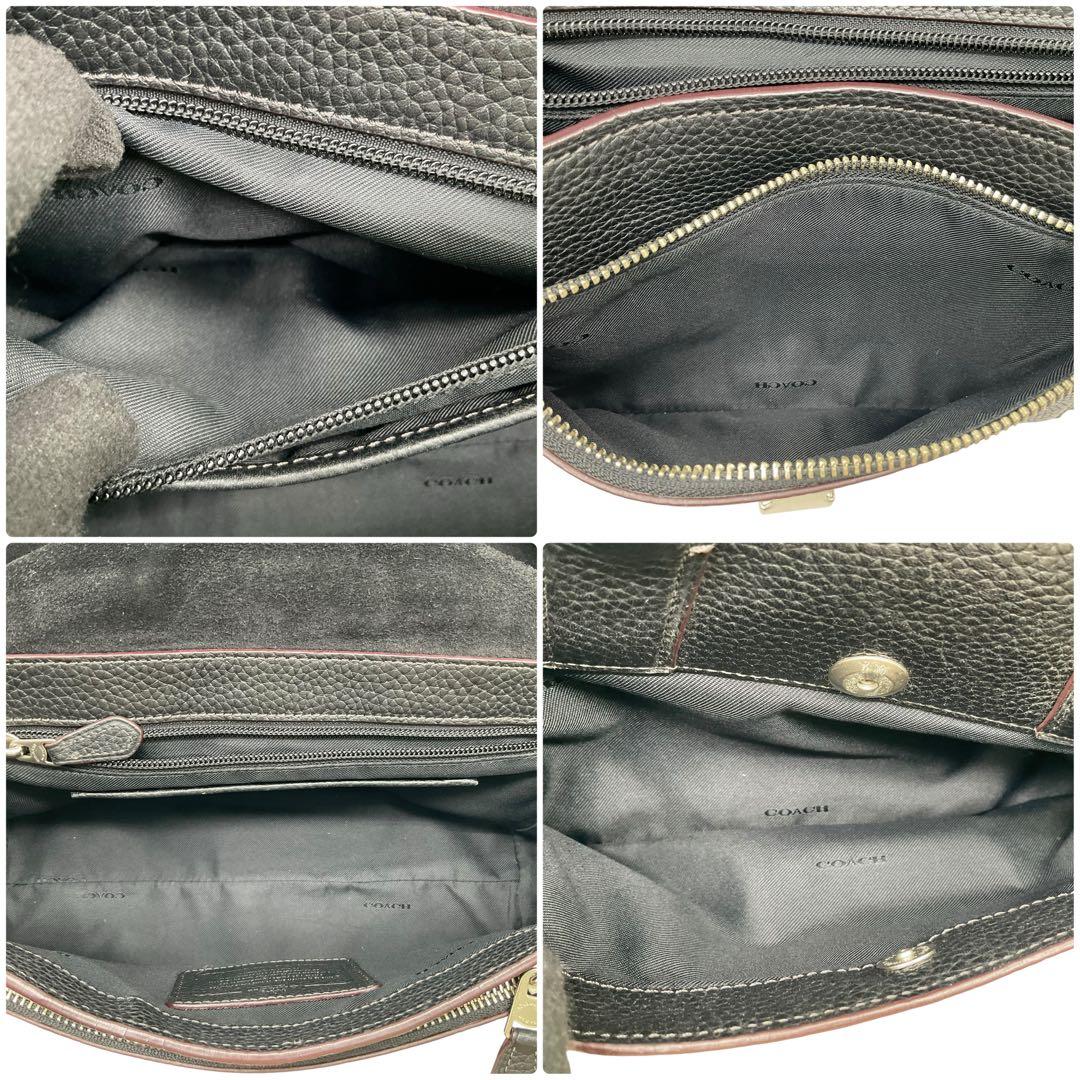 美品 コーチ メッセンジャーバッグ ブリーフケース ショルダバッグ レザー 黒