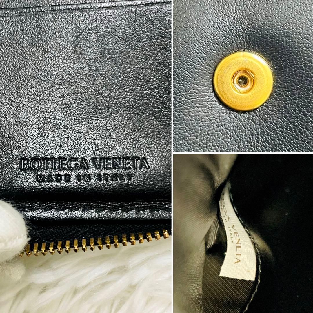 極美✨ボッテガ 二つ折り財布 ラウンドファスナー イントレ ブラック