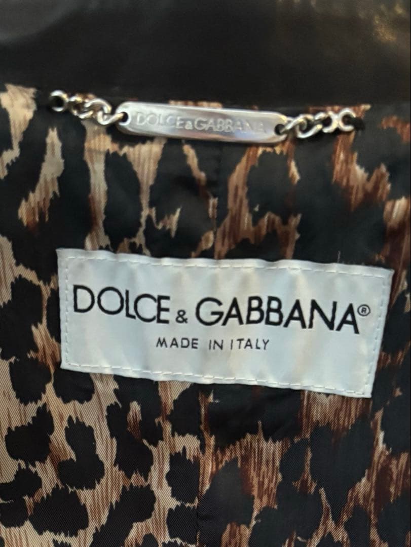 SALE☆DOLCE&GABBANA 本革 レザージャケット 裏地 レオパード