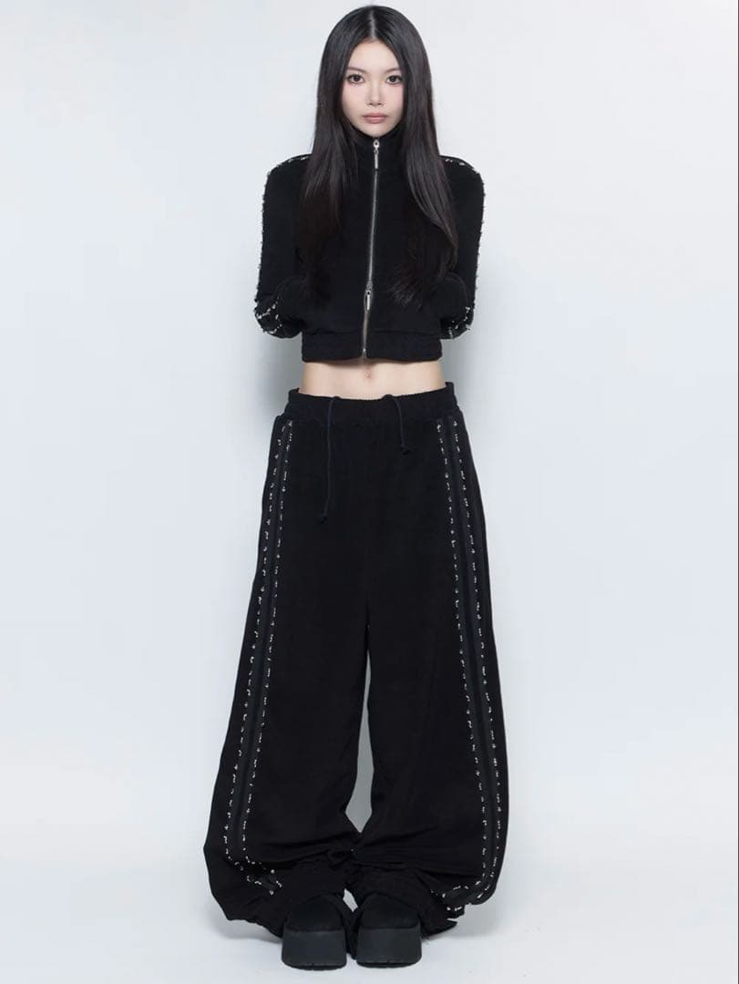 トップス THEREDTHREAD beaded track jersey jacket