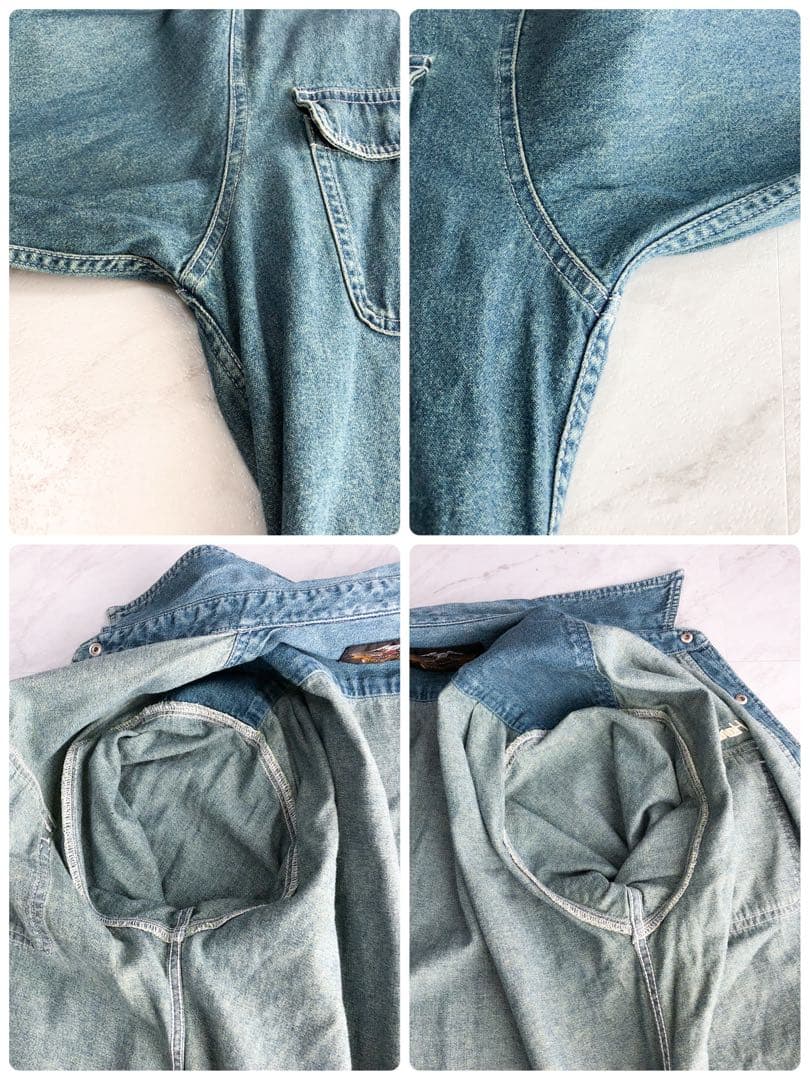 【美品】ハーレーダビットソン デニムシャツ ファイヤーパターン コンチョ LB