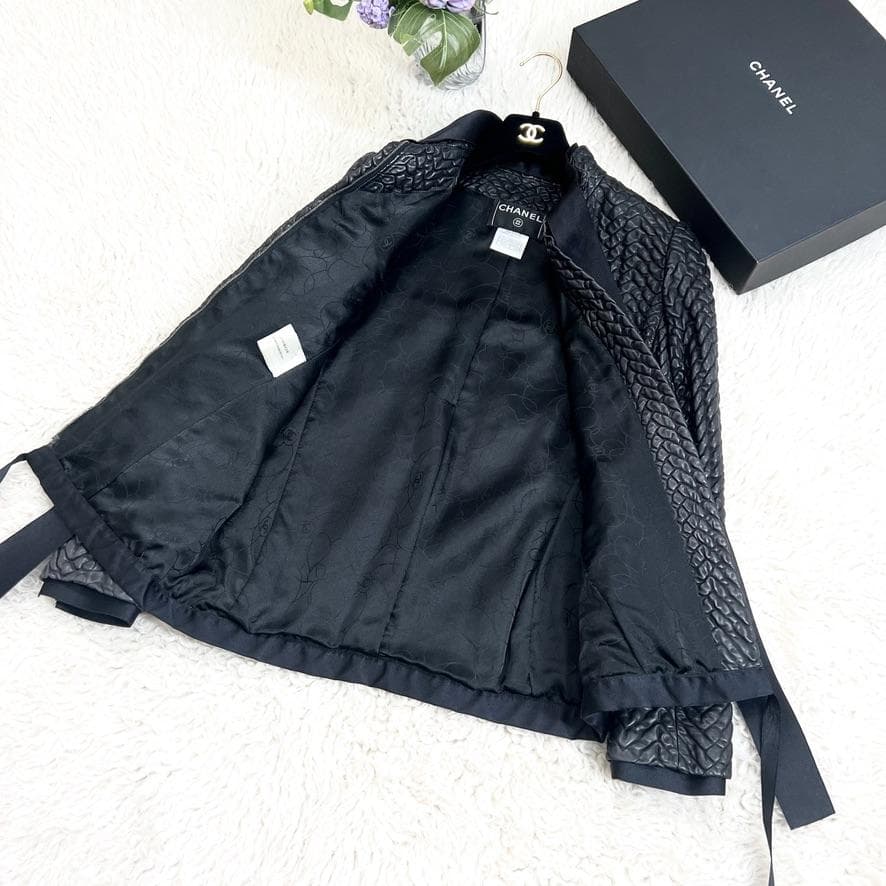 極美品★CHANEL★極レア★本革ラムレザー★リボン★ライダース★ジャケット