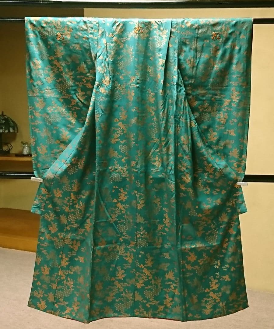 七五三 花紋小鴨金箔 子ども 着物 女の子