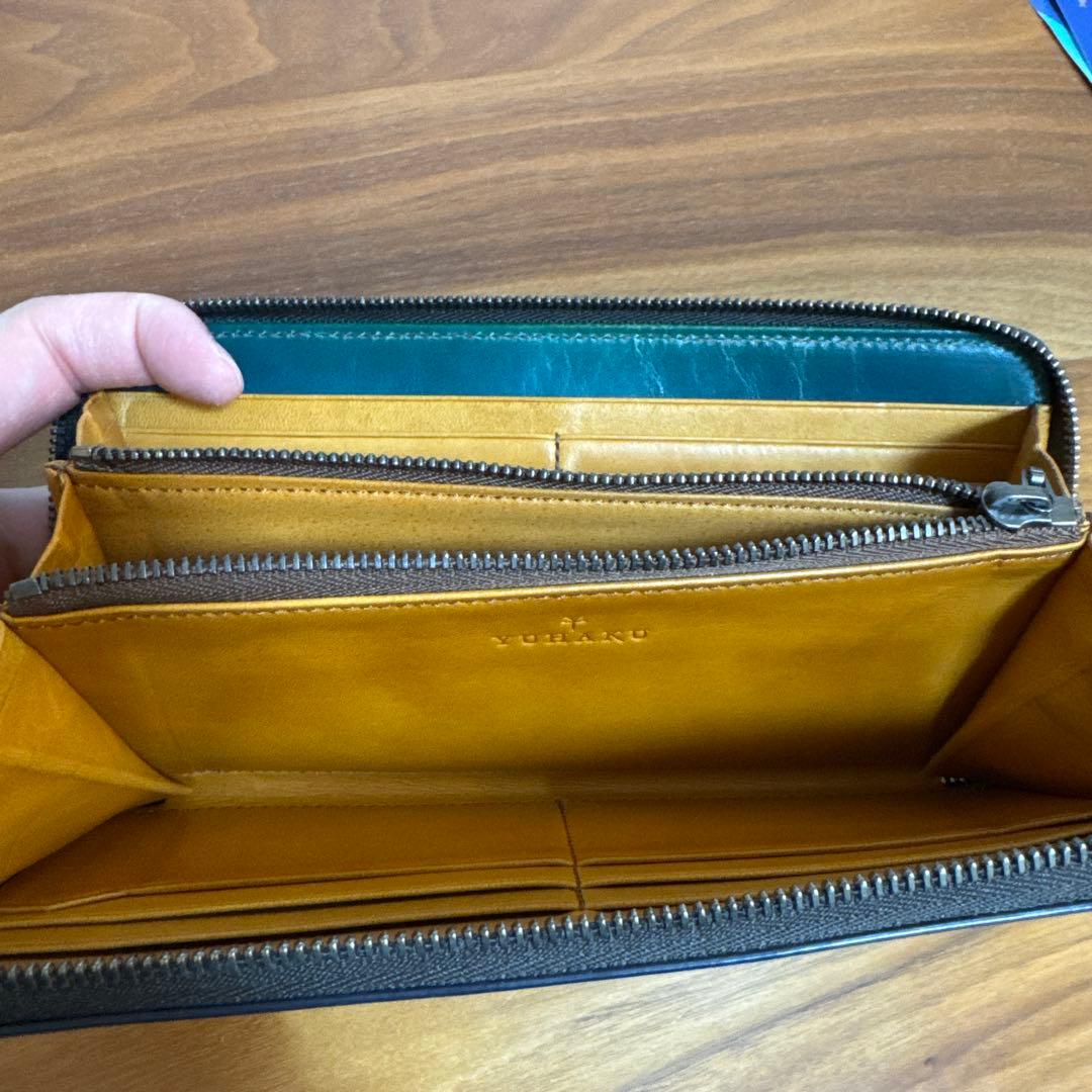 YUHAKU ラウンドファスナー長財布　フォスキーア　牛革　ブルー