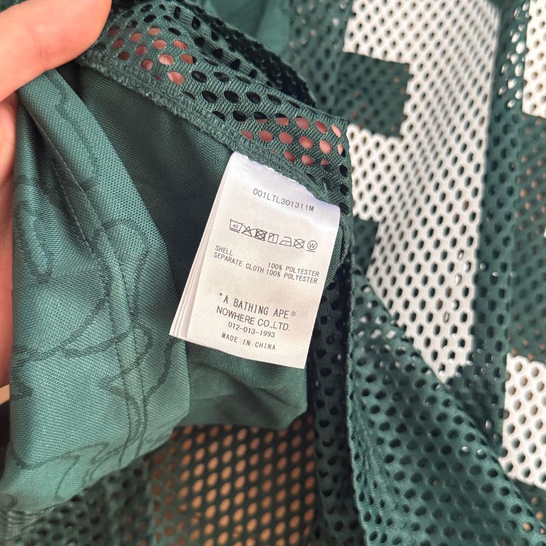 BAPE メッシュ　ジャージ ダークグリーン　ベイプ　ラグビー　長袖