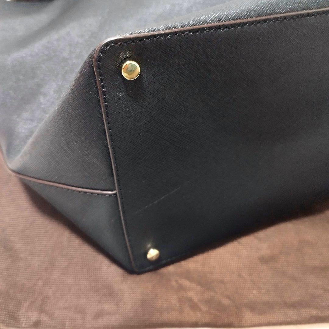 【美品】ケイトスペード　トートバッグ　サフィアーノレザー　ブラック　不織布付