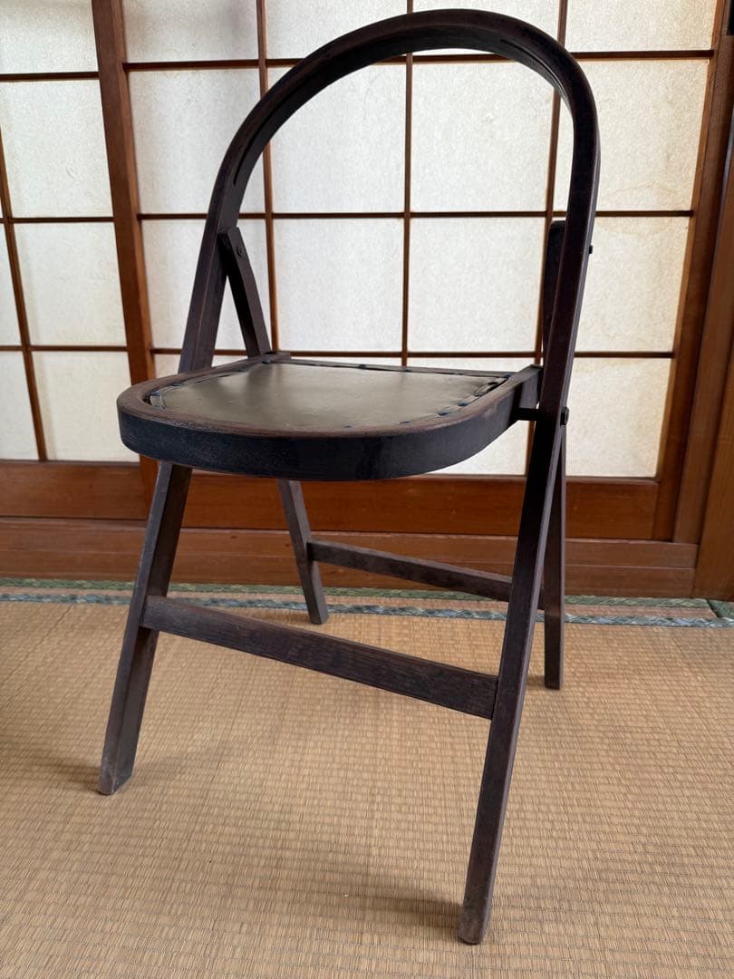 【O-1861】折りたたみイス フォールディングチェア 昭和レトロ アンティーク