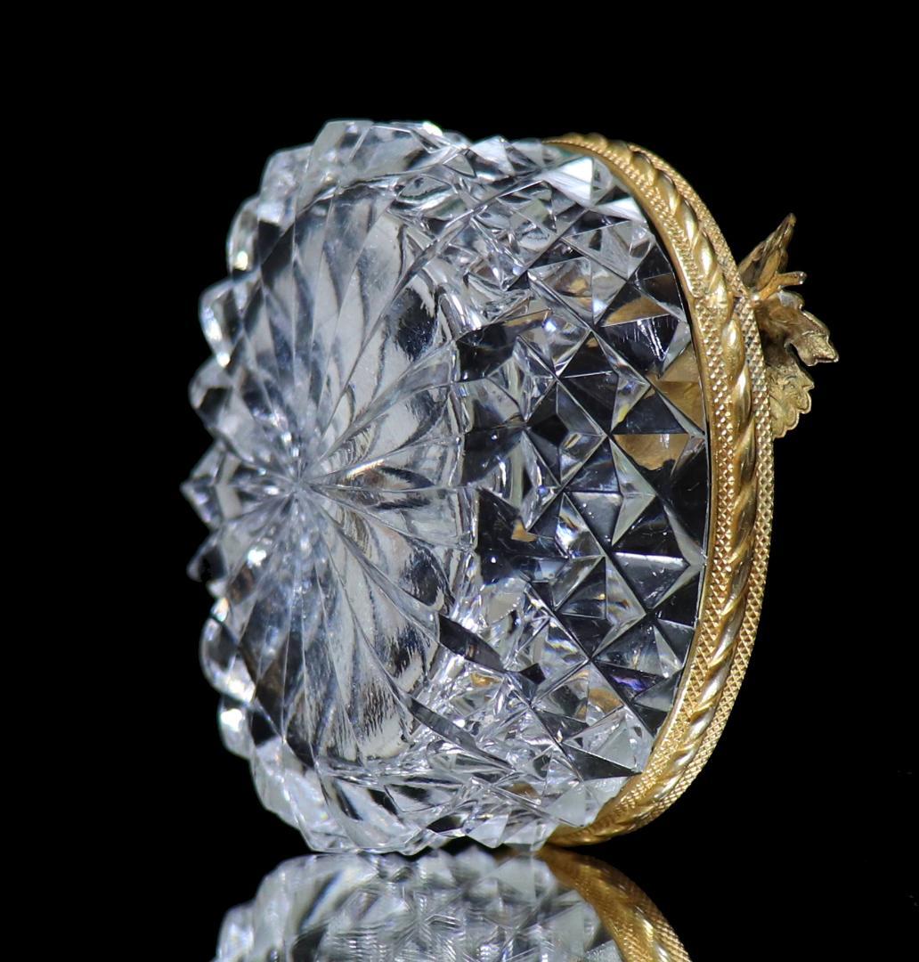 オールド・バカラ 極稀少 ブロンズ装飾 丸型切子レリーフ灰皿 ディアマン・ビゾー