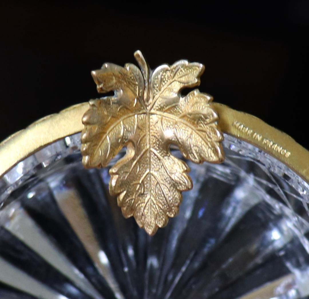 オールド・バカラ 極稀少 ブロンズ装飾 丸型切子レリーフ灰皿 ディアマン・ビゾー