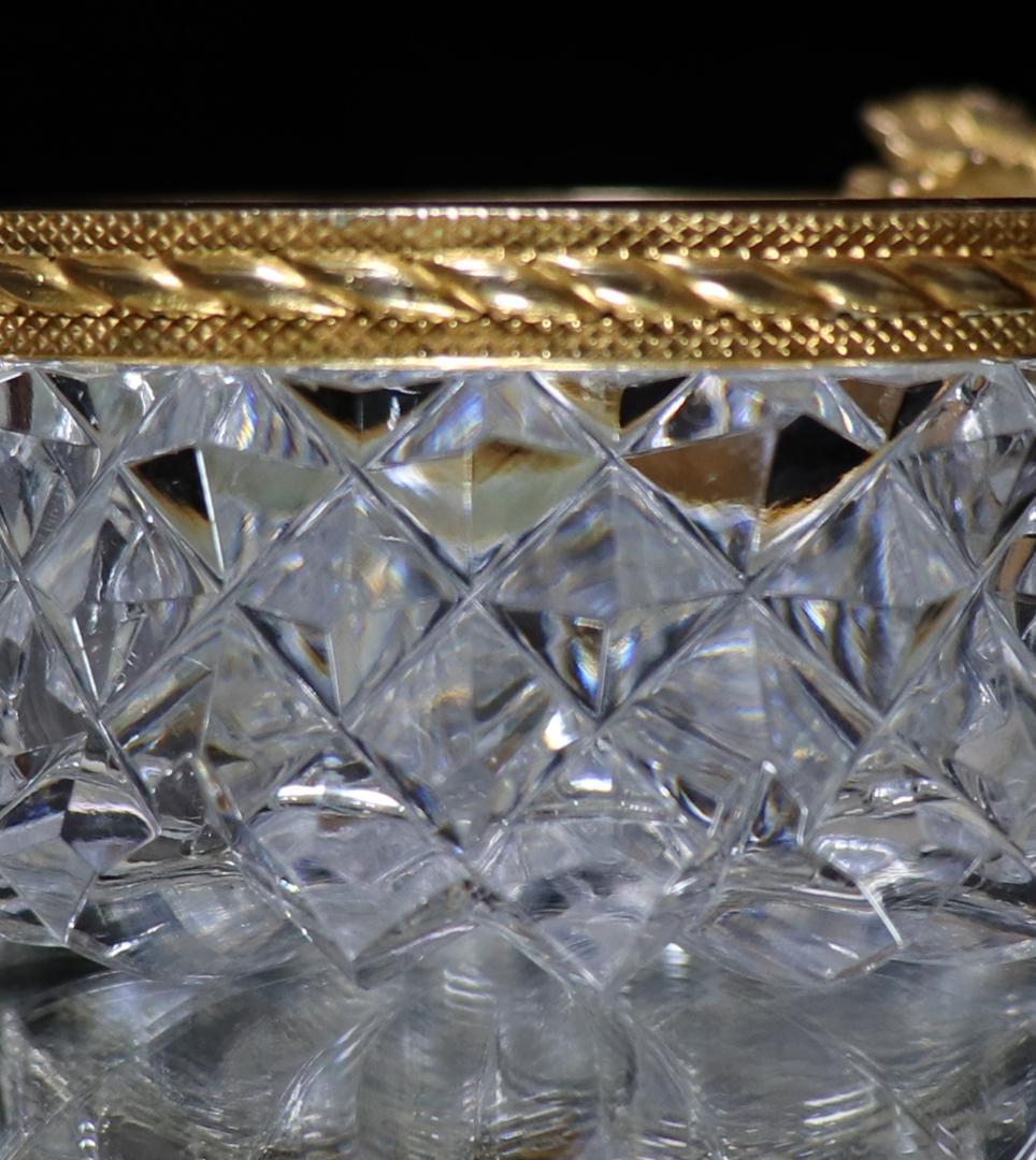 オールド・バカラ 極稀少 ブロンズ装飾 丸型切子レリーフ灰皿 ディアマン・ビゾー