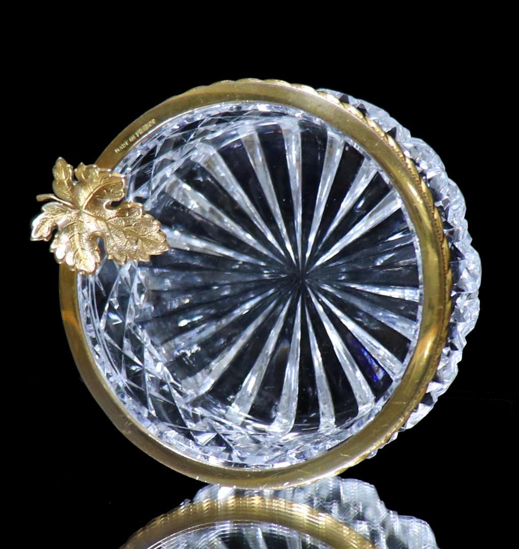 オールド・バカラ 極稀少 ブロンズ装飾 丸型切子レリーフ灰皿 ディアマン・ビゾー