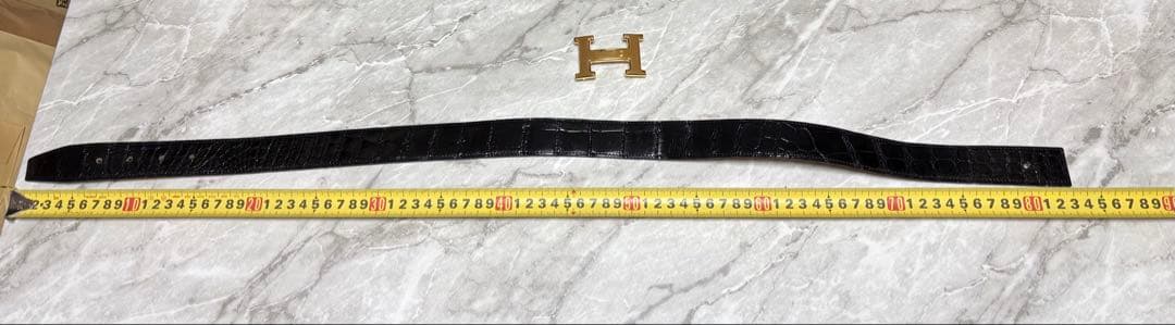 HERMES クロコダイルレザーベルト 70 Hバックル