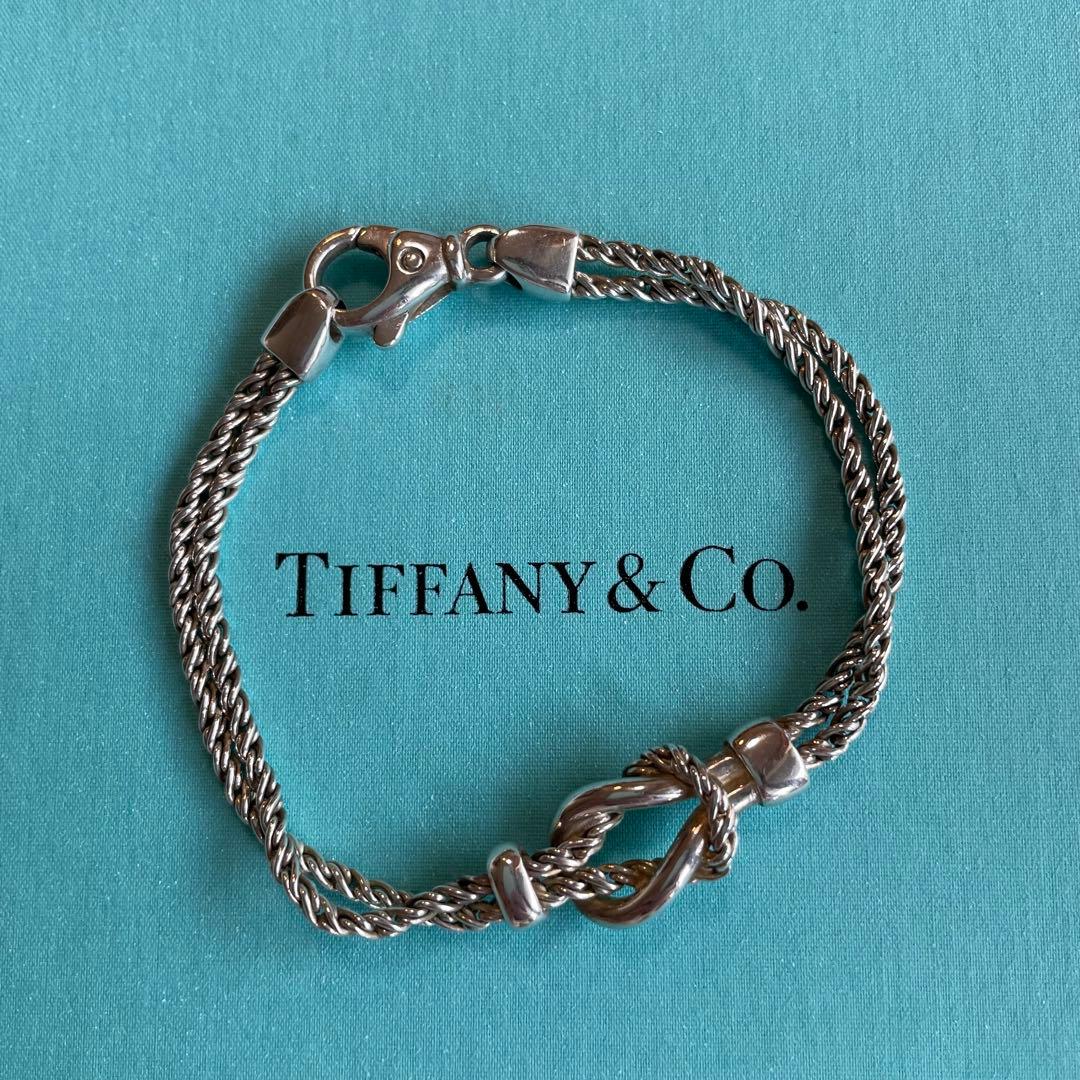 TIFFANY ブレスレット ノット ダブルチェーンSV925 シルバー
