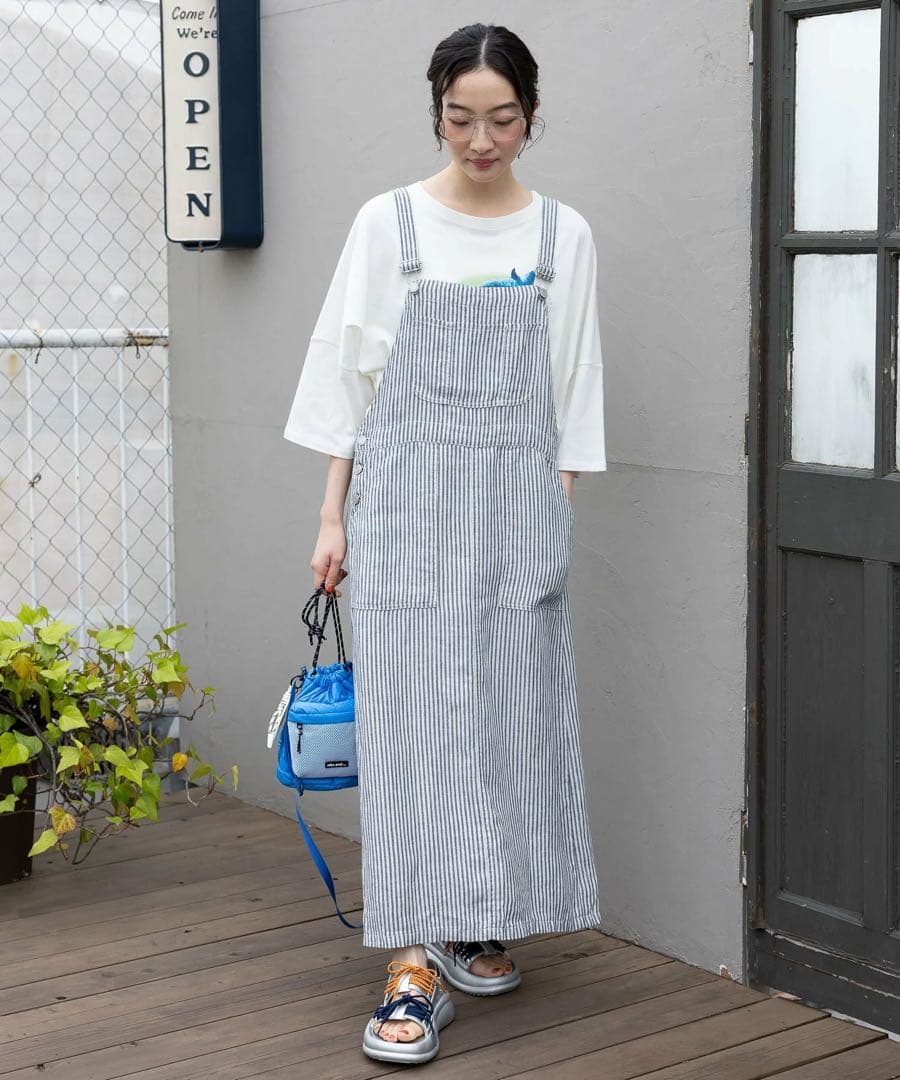 美品 niko and FINEリネンステッチジャンパースカート