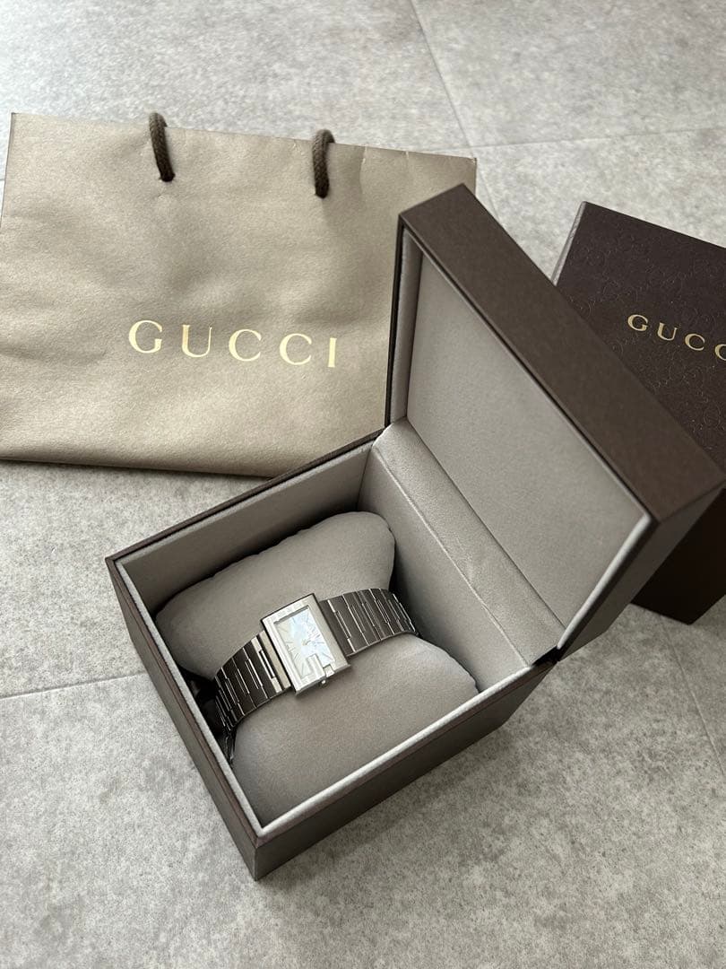 GUCCI 100L Gレクタングル シルバー(箱・コマあり)
