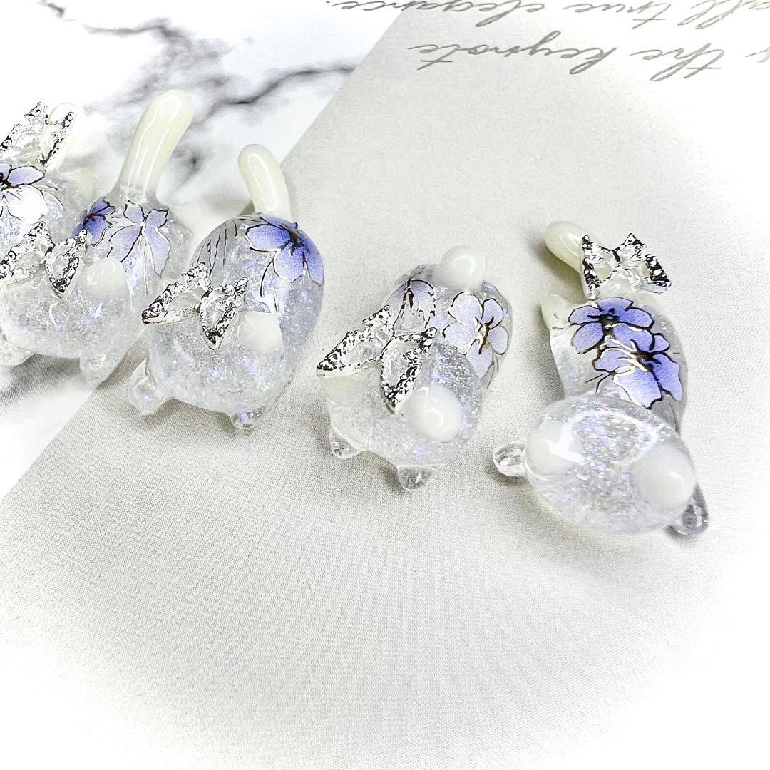 クリスタル　雪の花　蝶々　猫　5個セット