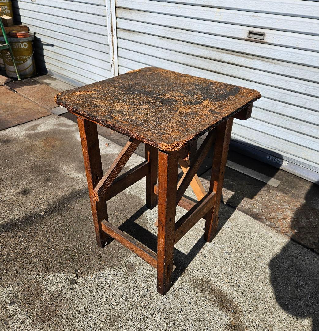 日本のアンティーク 古い木製の作業台 木台 ウッド 飾り台 花台 棚 店舗什器