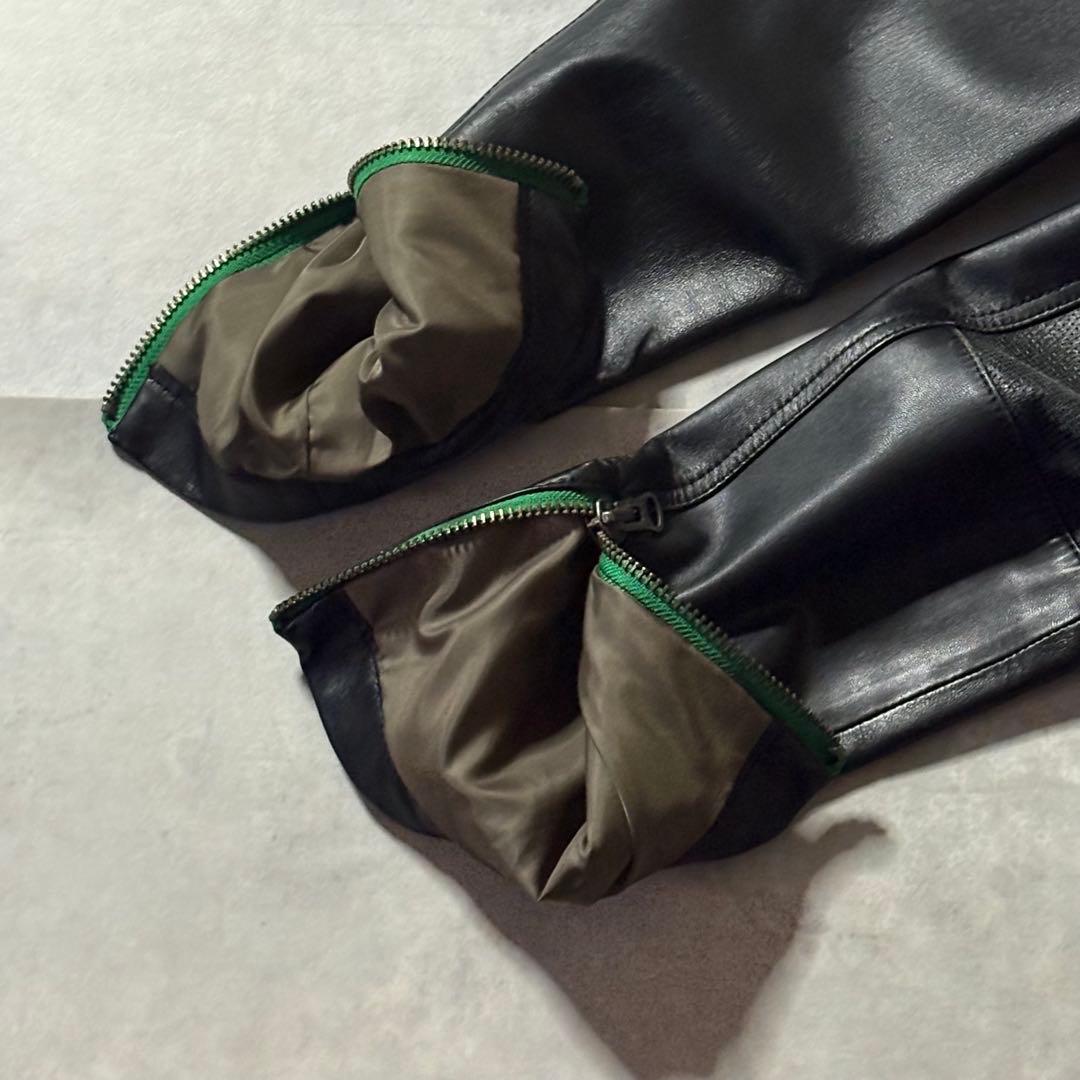 イタリアカラー ワッペン G-STAGE 羊革 短丈 ライダースジャケット L