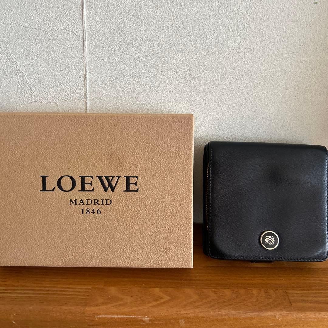 LOEWE アナグラム黒二つ折り財布黒