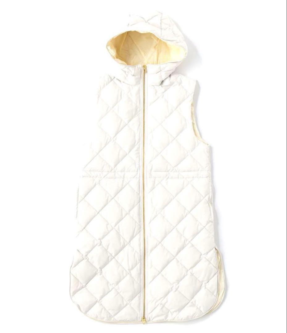 UNFILO TAION コラボフード付きダウンベスト　ジレ　アイボリー