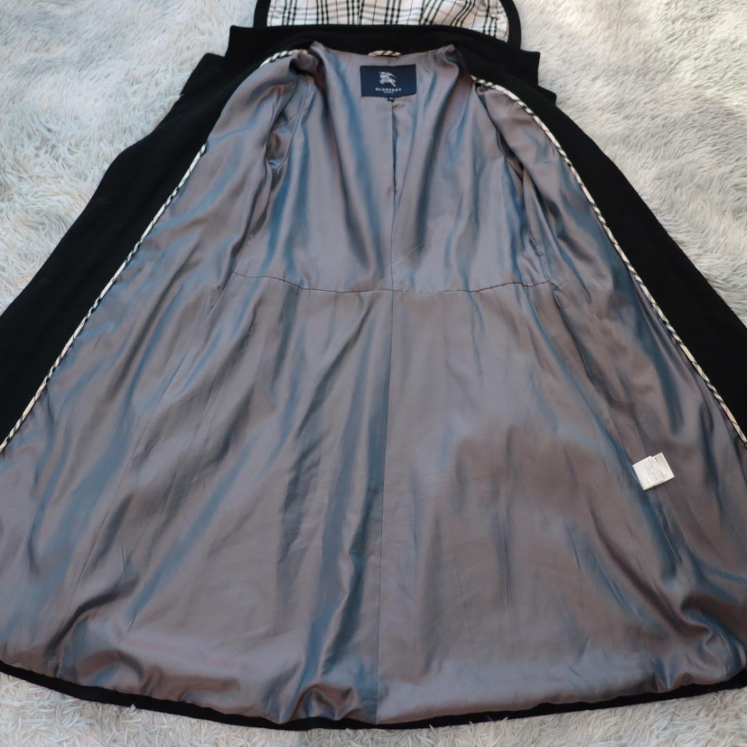 ✨BURBERRYバーバリー✨カシミヤ混　ベルト　ロングコート　黒　ノバチェック