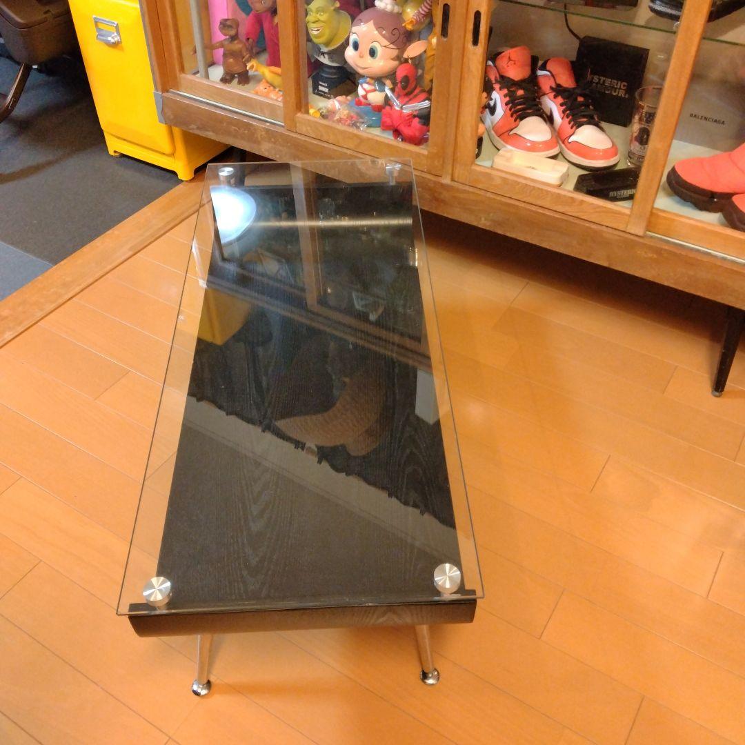 ミッドセンチュリー スペースエイジ プライウッド センターテーブル ガラス