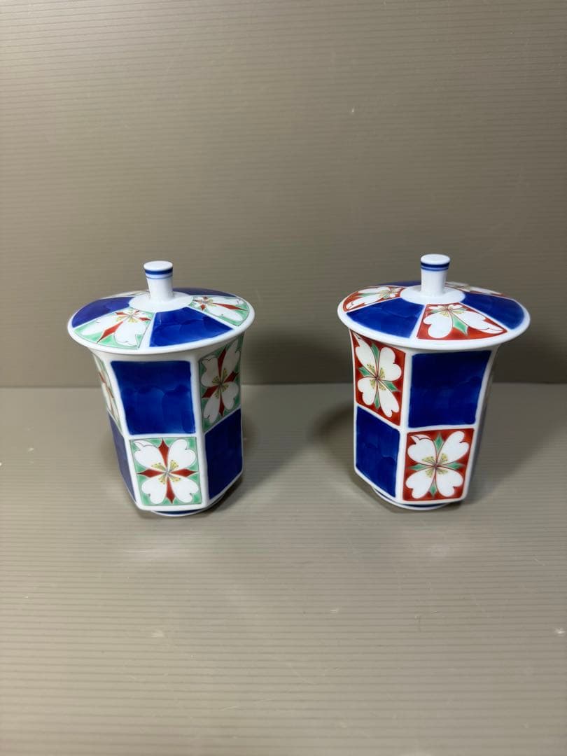 2278  深川製磁　湯呑蓋付　2客　未使用